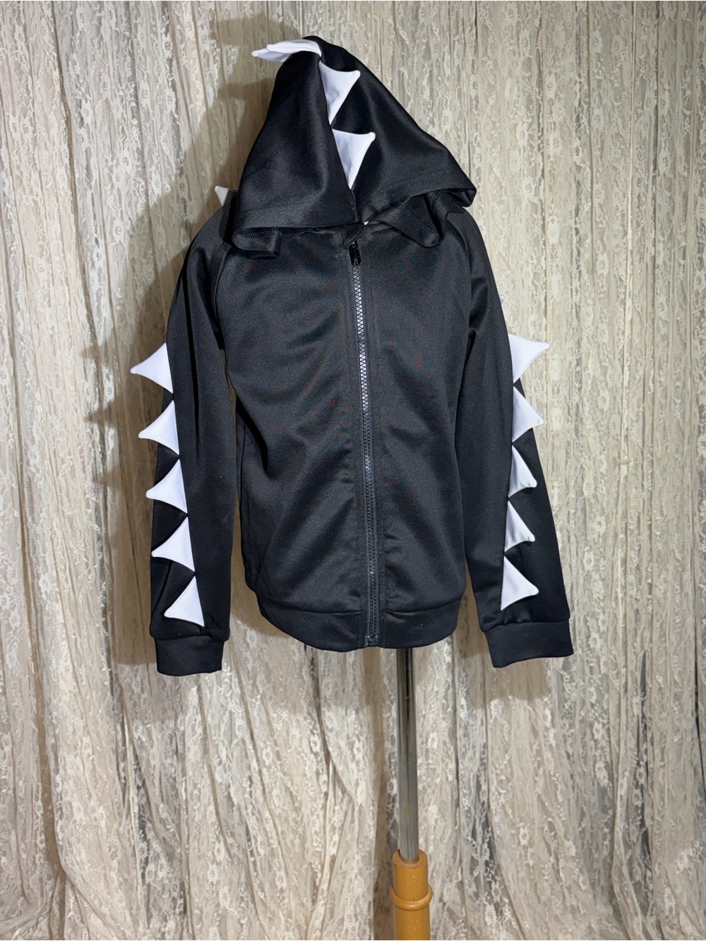 Black Kids' Dino Spike Zip-Up Hoodie